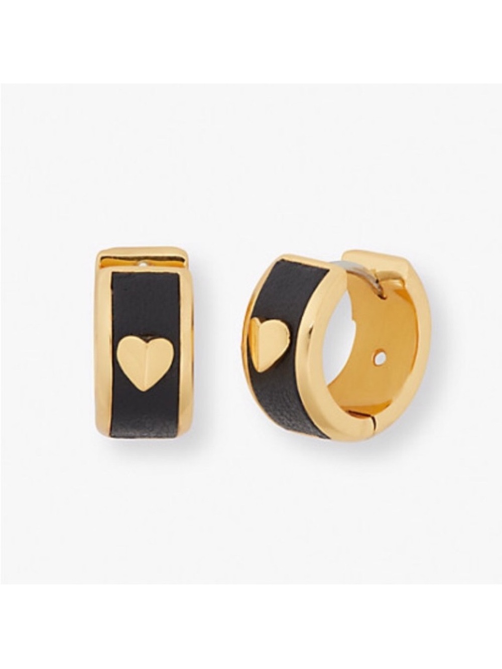 Kate Spade Heartful Black Huggie Hoop Earring Designer jewelry Black Gold Preppy